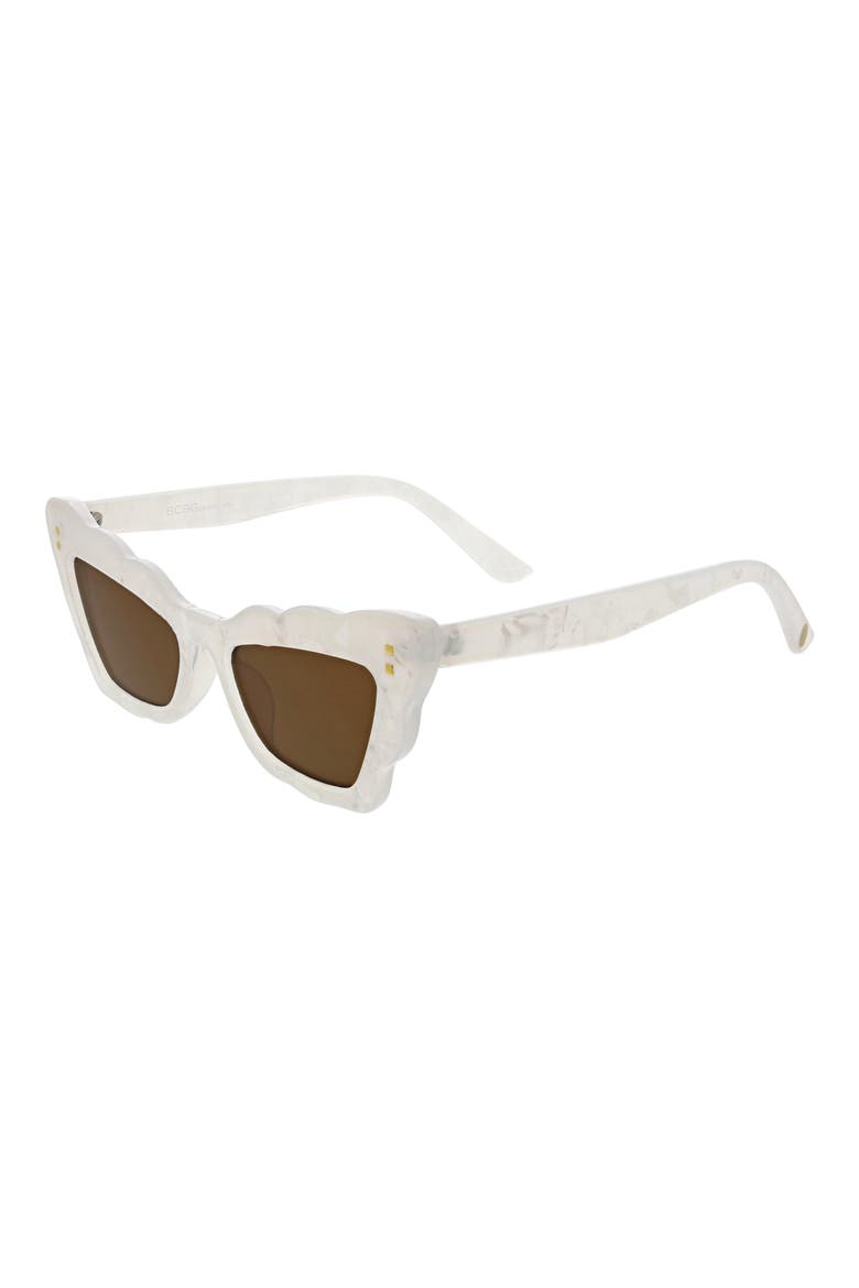 51mm Scalloped Cat Eye Sunglasses, Alternate, color, PEARL