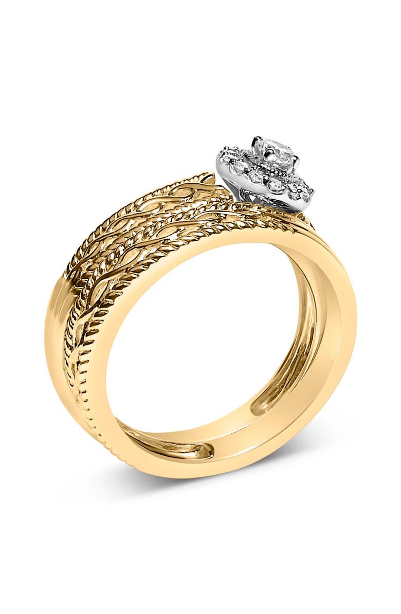 Haus of Brilliance 14K Yellow Gold Plated Silver 1/5 Cttw Diamond Engagement Ring and Wedding Band Set, Alternate, color, Yellow