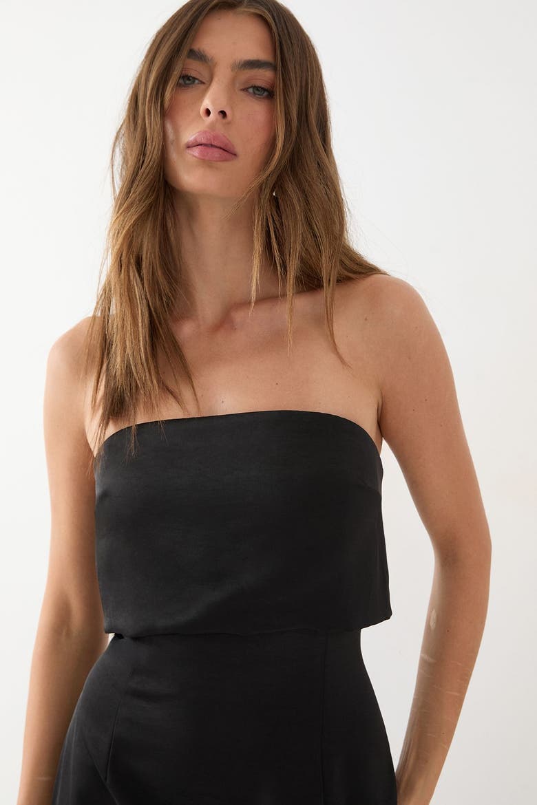 Premium Bandeau Overlay Bridesmaid Dress, Alternate, color, Black