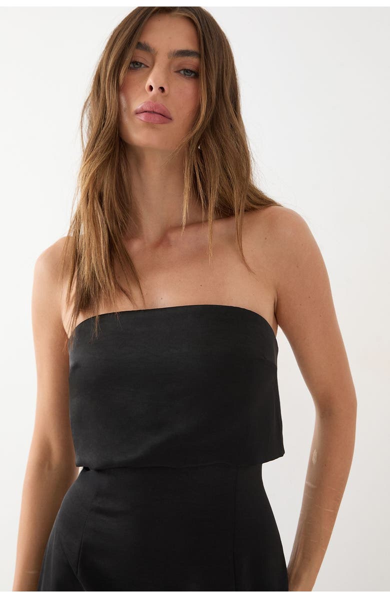 MissPap Premium Bandeau Overlay Bridesmaid Dress, Alternate, color, Black