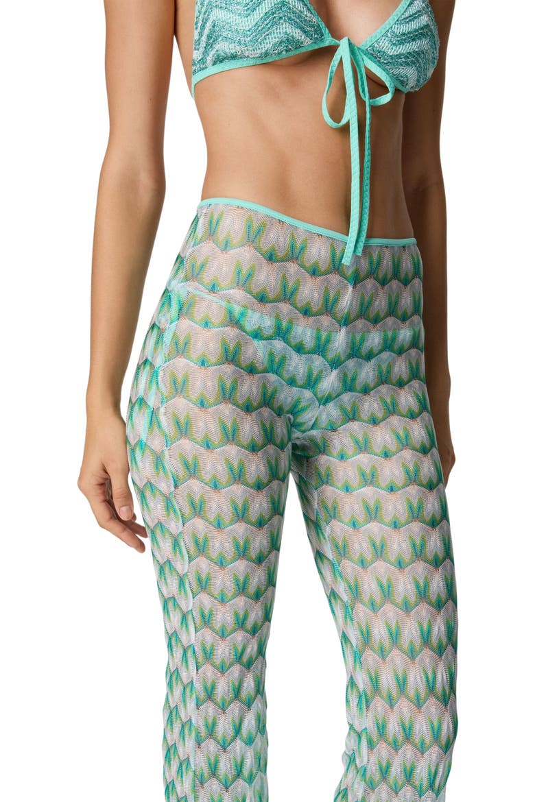 Flared Trousers In Floral-pattern Viscose, Alternate, color, Green Multi