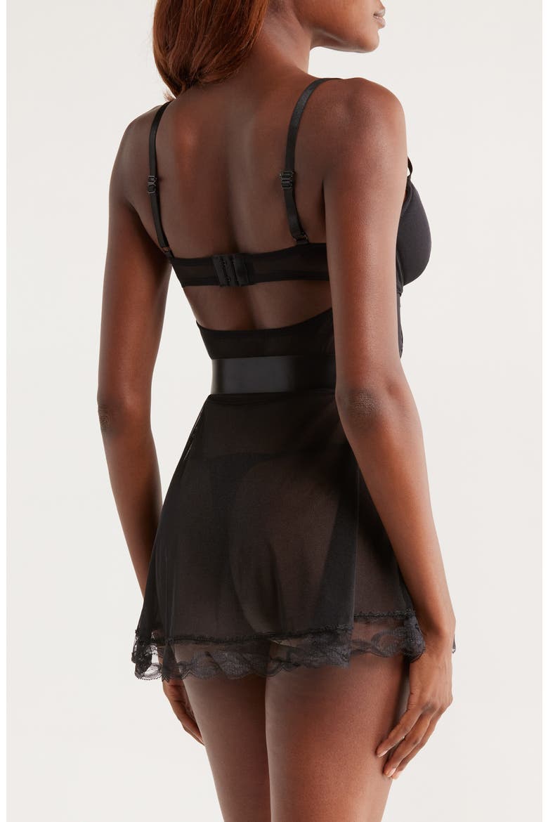 Mon Amour Underwire Chemise, Alternate, color, BLACK
