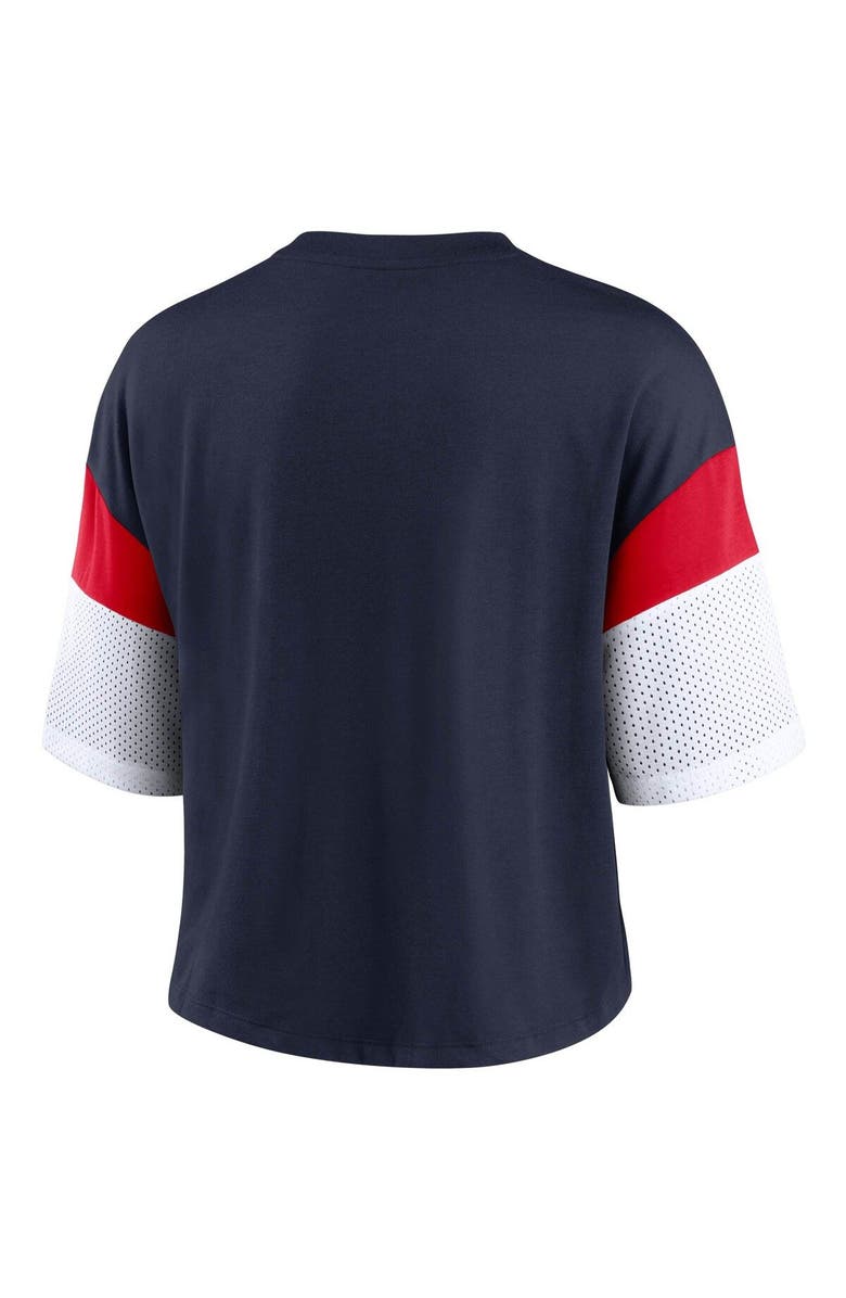 Nike Women's Nike Navy/White New England Patriots Nickname Tri-Blend Performance Crop Top, Alternate, color,