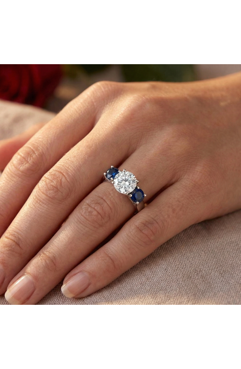 Bliss Diamond Certified 4Ct Diamond Blue Sapphire Engagement Ring 14k Gold Lab Grown, Alternate, color, 14K White Gold