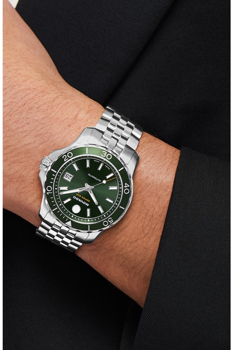 Series 800 Automatic Bracelet Watch, 40mm, Alternate, color, GREEN