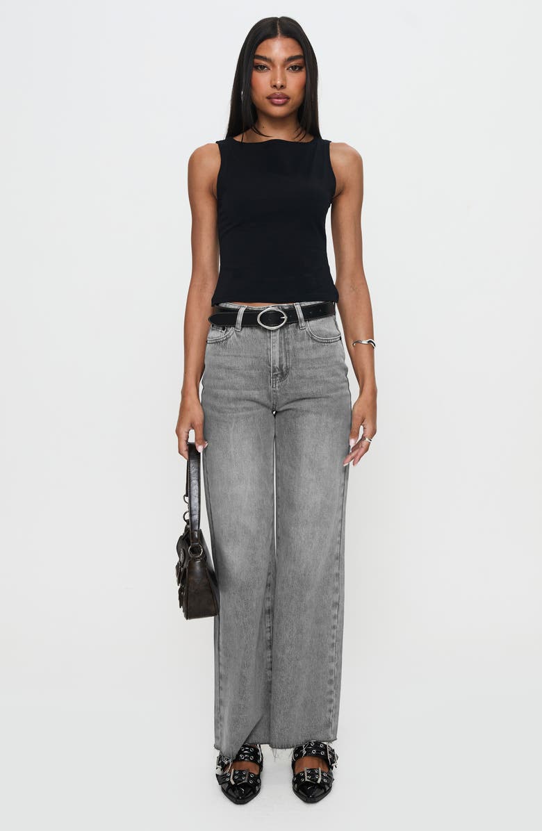 Princess Polly Henesey Raw Hem Straight Leg Jeans, Alternate, color, Washed Grey