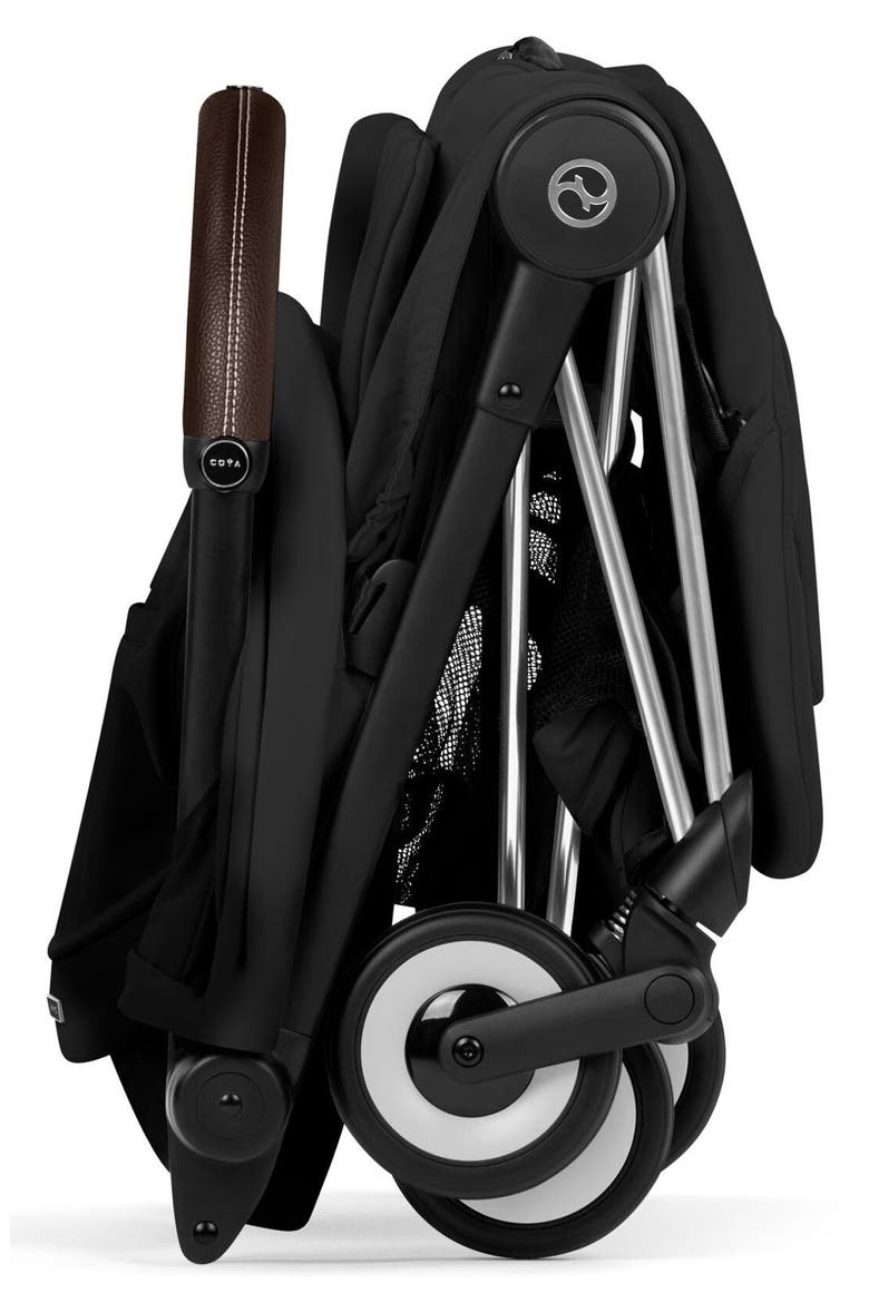 Coya Compact Lightweight Travel Stroller – Style Collection, Alternate, color, CHROME/ SEPIA BLACK