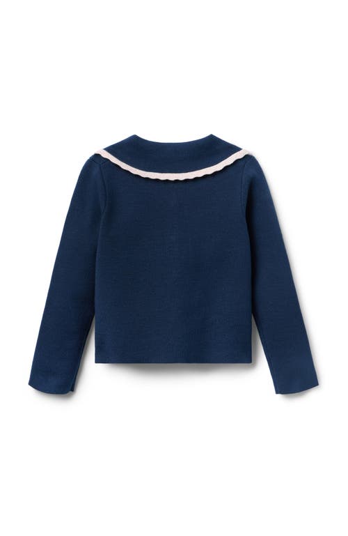 Janie And Jack Crochet Collar Cardigan In Blue