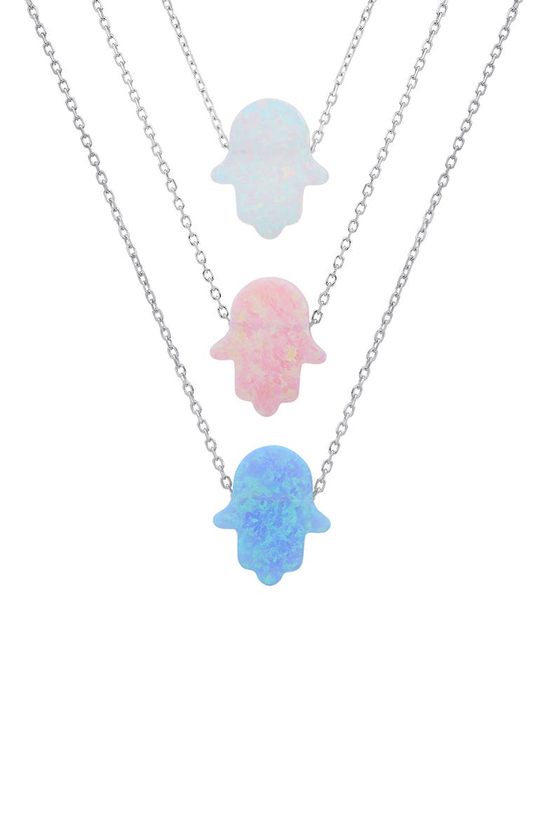 Queen Jewels Opal Hamsa Pendant Necklace, Alternate, color, Opal/Silver