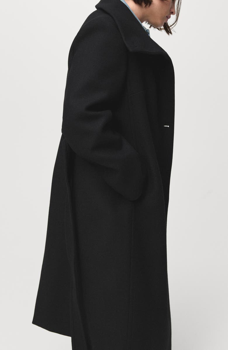 MANGO Manteco Virgin Wool Blend Coat, Alternate, color, Black