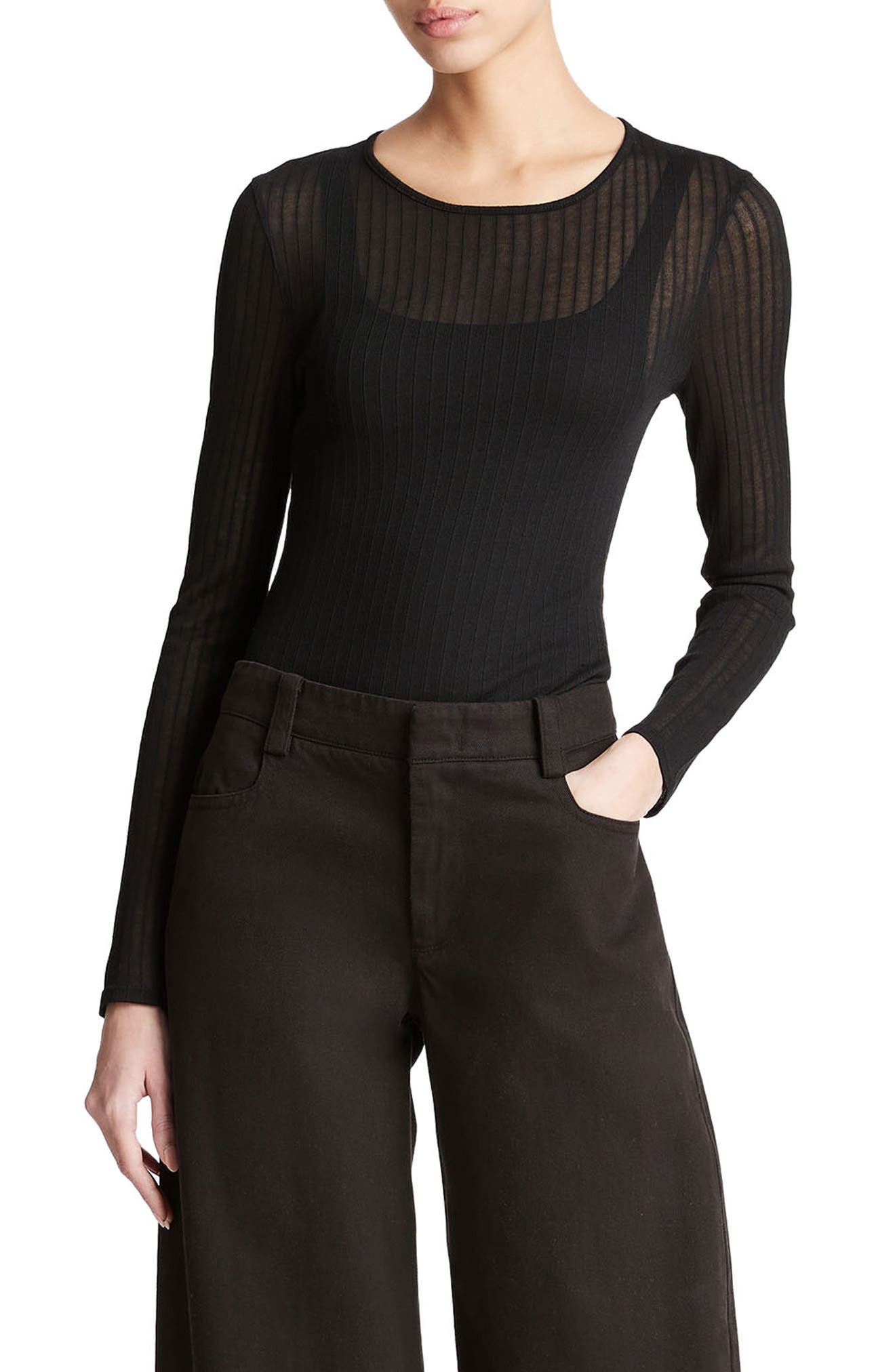 Vince Semisheer Rib Long Sleeve Top