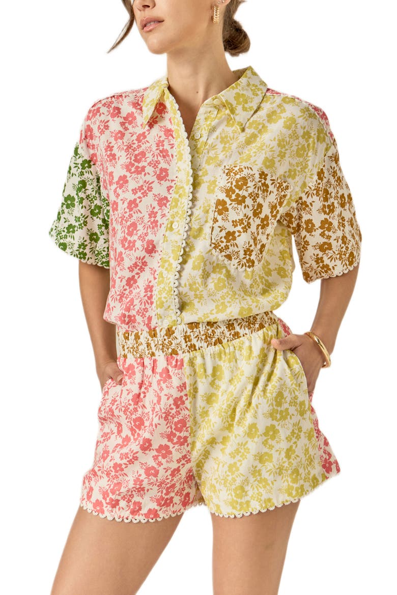 Colorblock Print Shorts, Alternate, color, MULTI