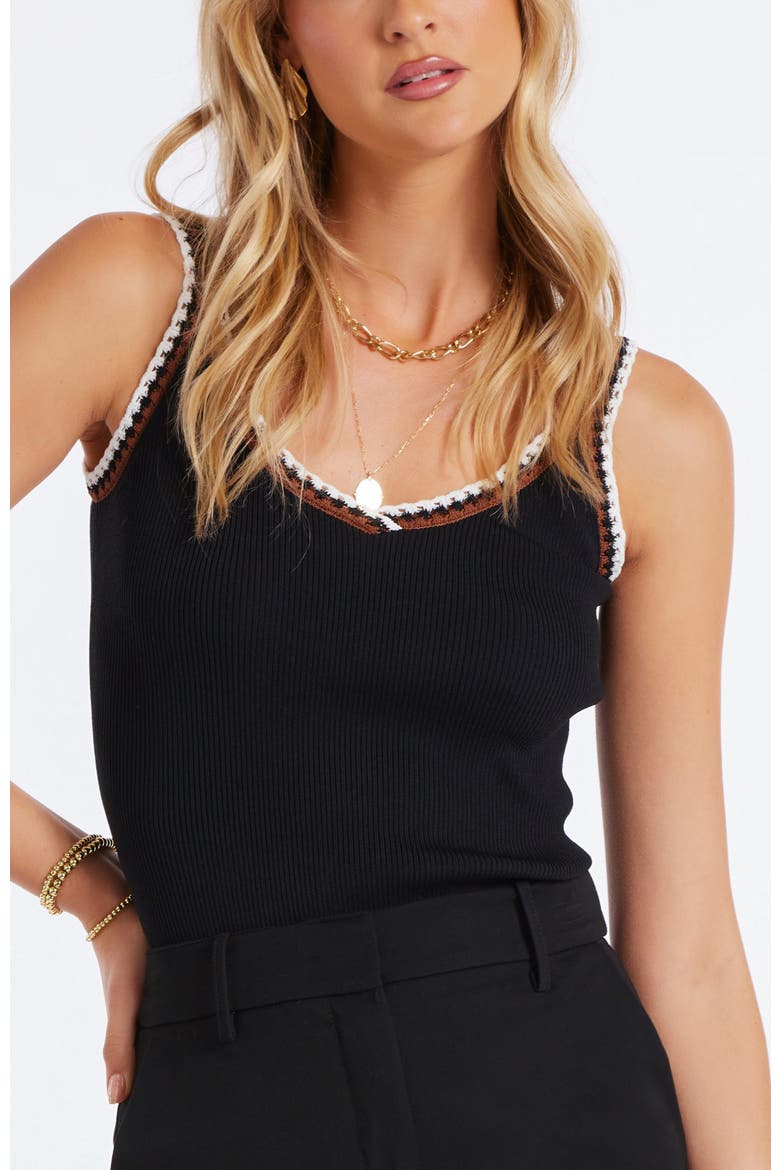 Charlize Crochet Detail Tank, Main, color, Black