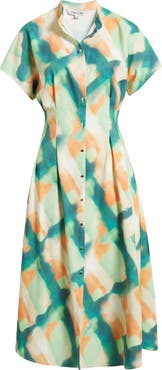 Misook Fit & Flare Crêpe de Chine Midi Dress