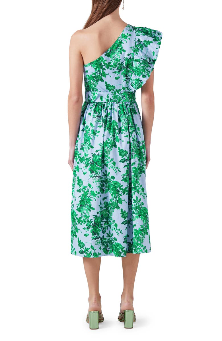 LK Bennett Maud Neon Print Belted One-Shoulder Midi Dress, Alternate, color, 