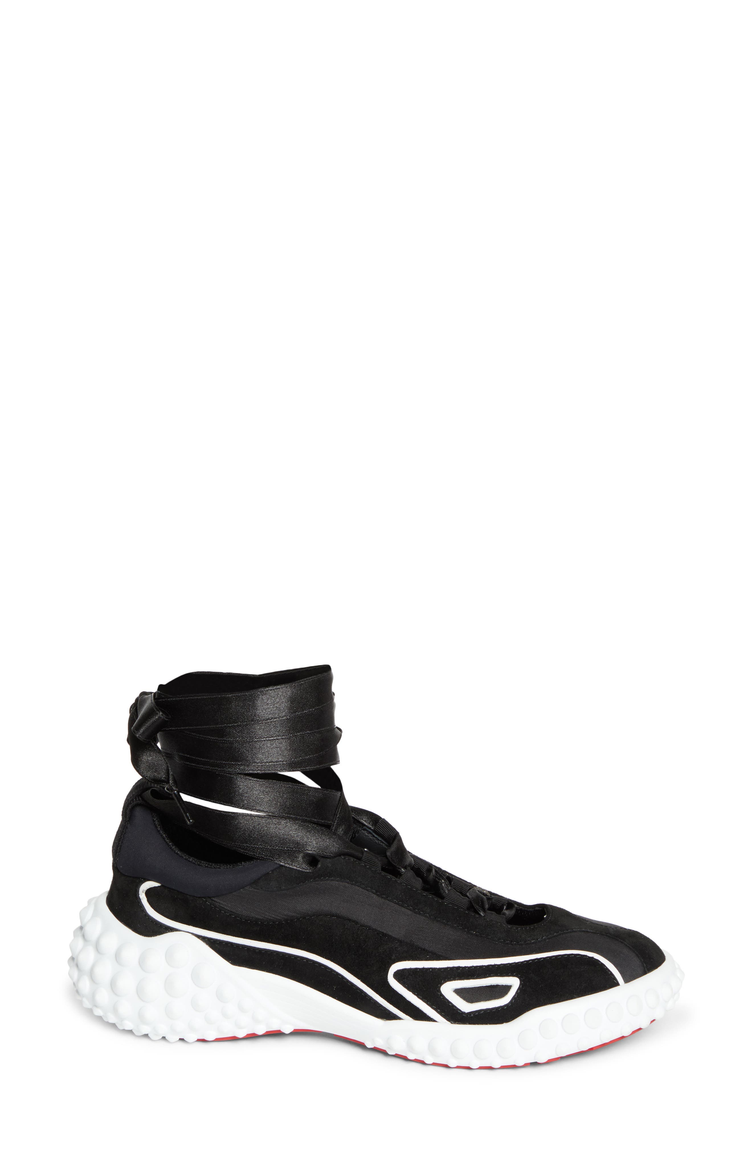 Christian Louboutin Mara Ankle Tie Sneaker, Alternate, color, Black