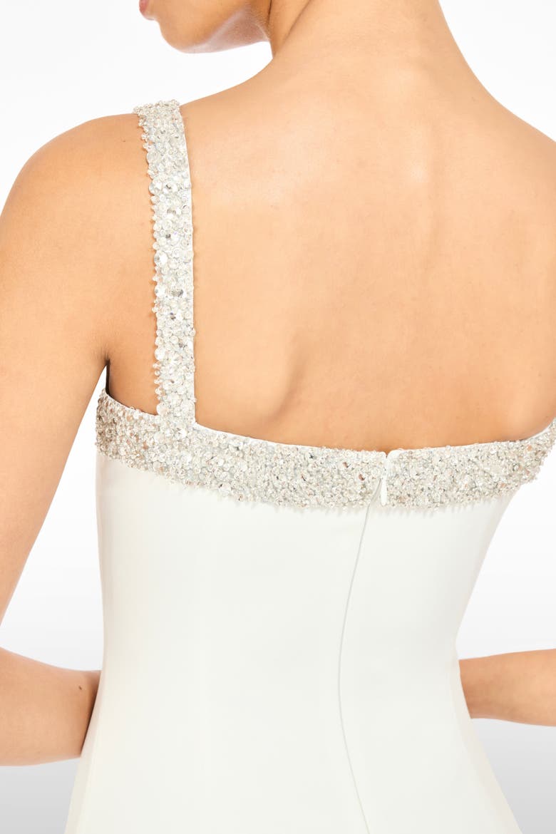Lucy Crystal-Embellished Bow Midi Dress, Alternate, color, Vanilla