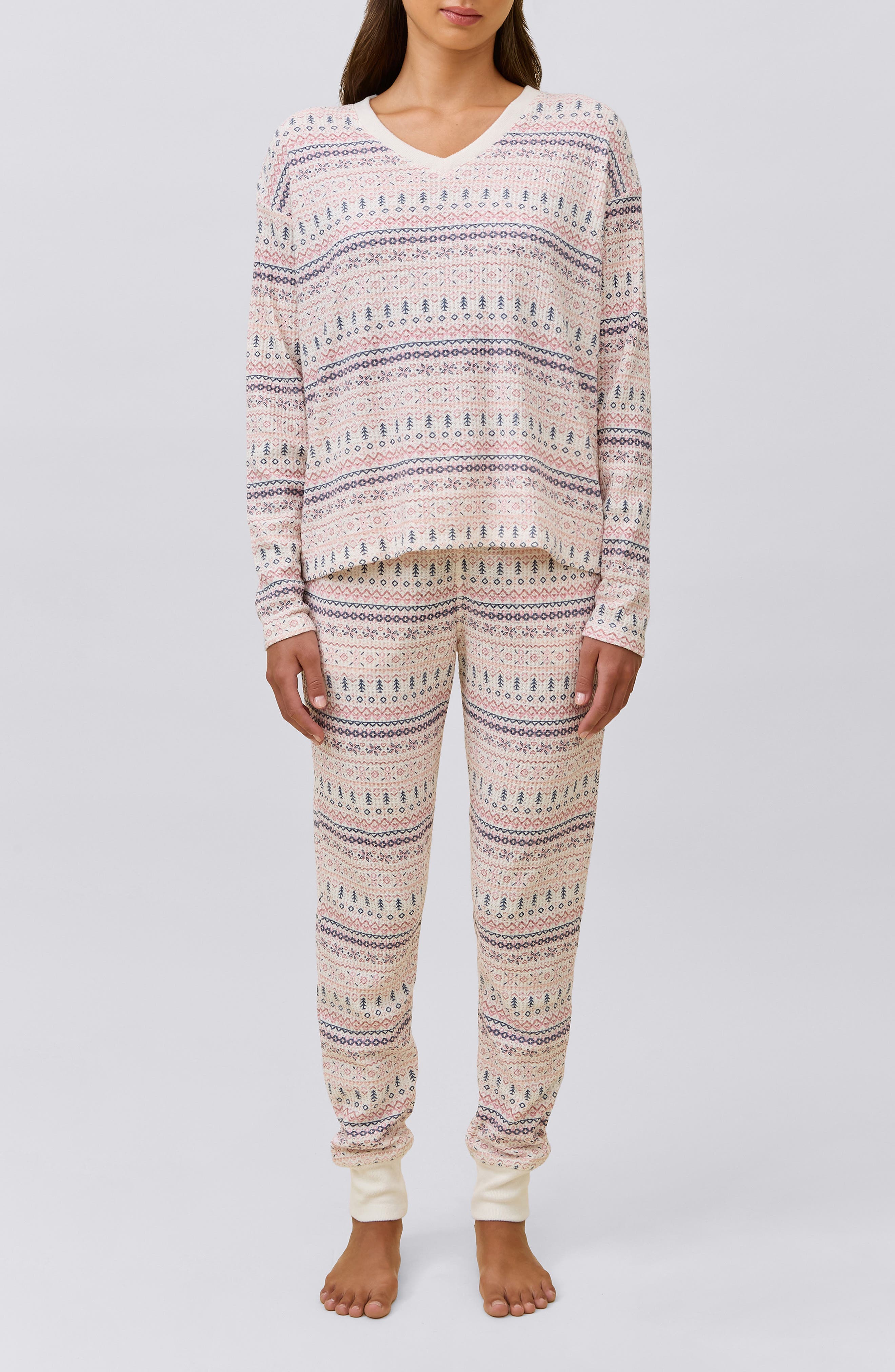 Papinelle Fair Isle Waffle Knit Pajamas