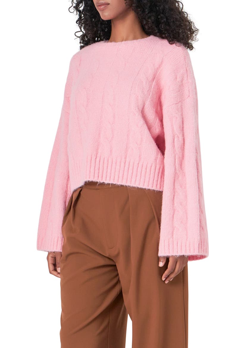 Cable Stitch Sweater, Alternate, color, PINK