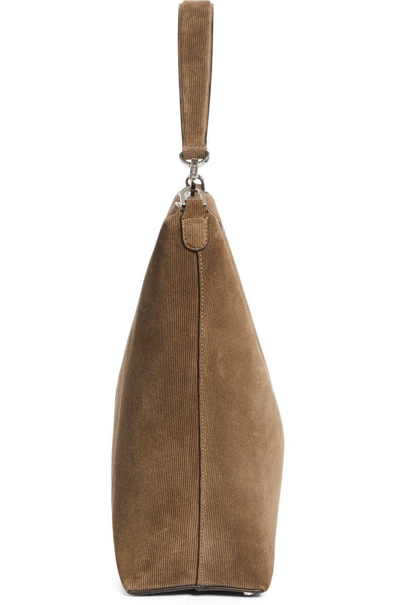 TOTEME Medium Bevel Corded Suede Hobo Bag, Alternate, color, Dark Taupe