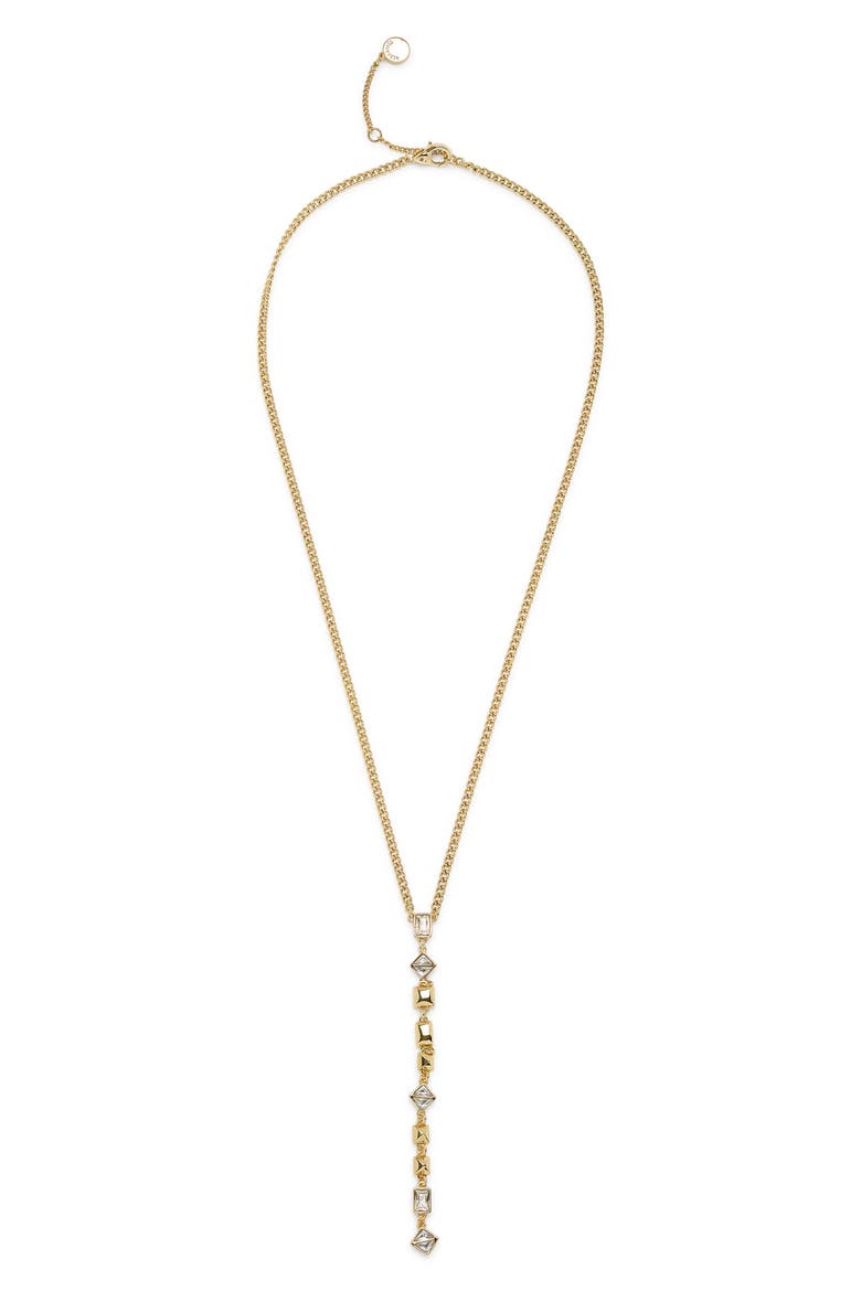 Geometric Crystal Y-Necklace, Alternate, color, GOLD