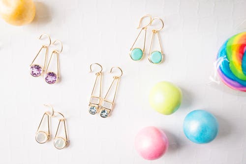 Elliot Young "candy Rush" Double Gemstone Linear Earring In Blue