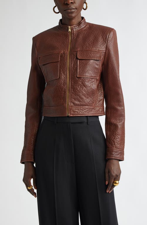 St John Vintage Edge Leather Jacket In Redwood