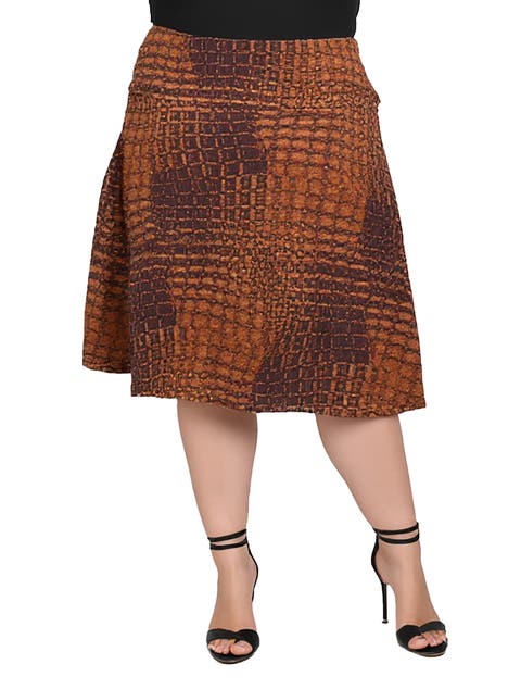 Geometric Print Knee Length Skirt