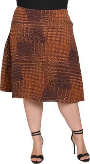 24seven Comfort Apparel Geometric Print Knee Length Skirt