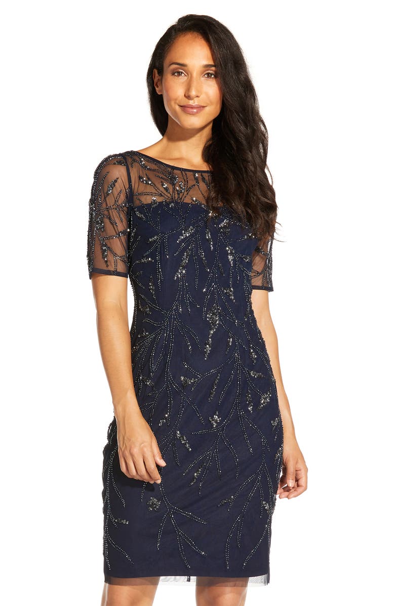 Adrianna Papell Beaded Cocktail Dress, Alternate, color,