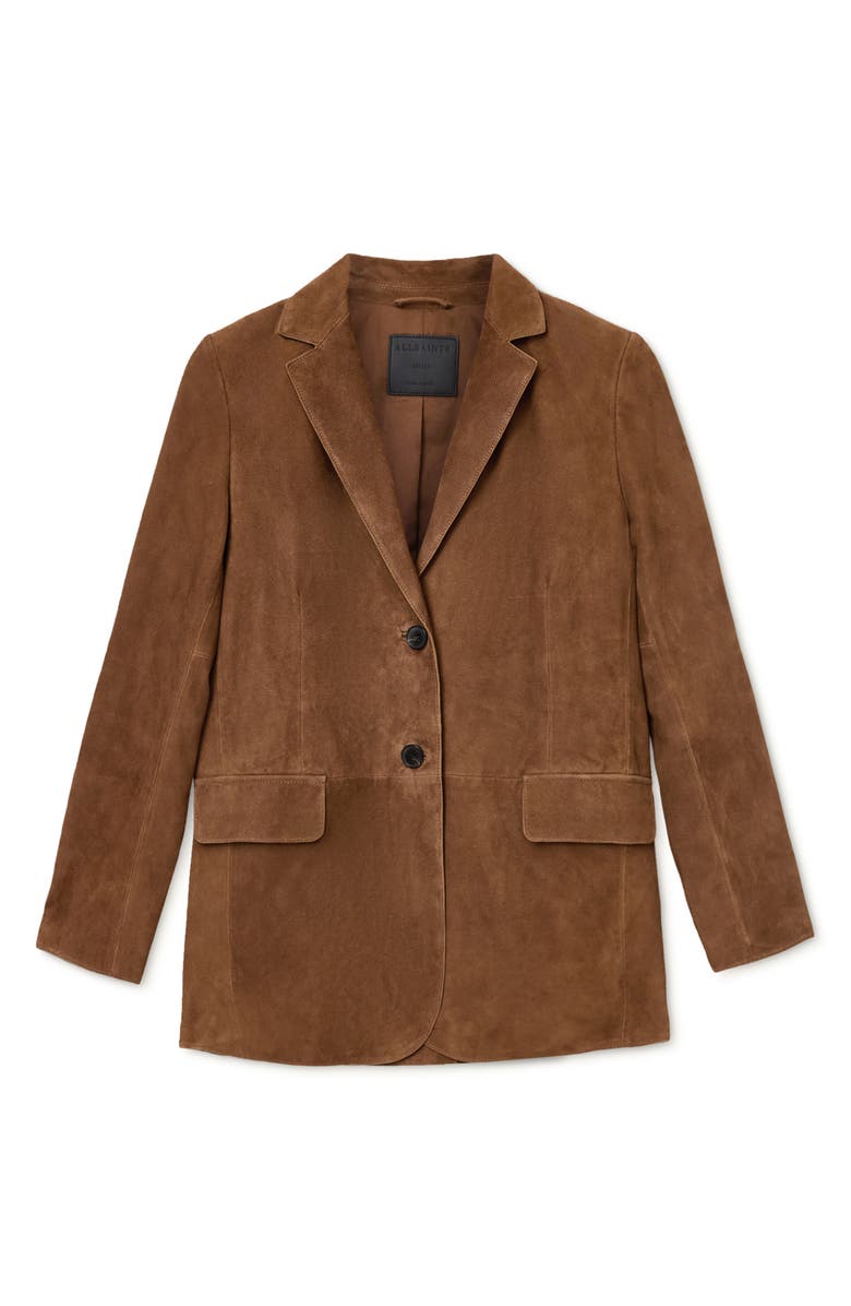 AllSaints Arna Suede Blazer, Alternate, color, Sugar Brown