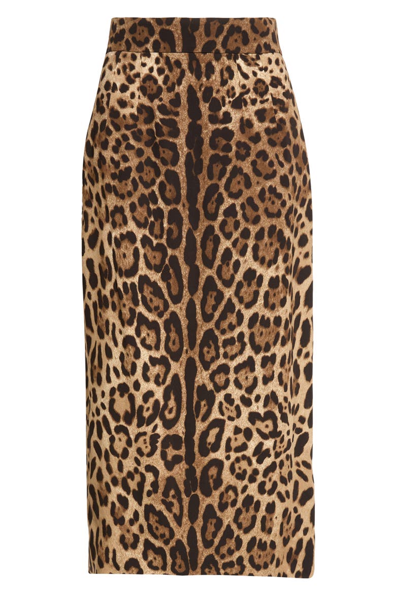 Leopard Print Stretch Cady Pencil Skirt, Main, color, LEO NEW