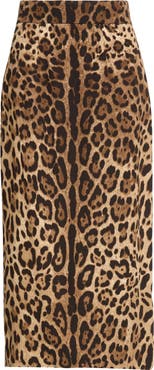 Dolce&Gabbana Leopard Print Stretch Cady Pencil Skirt