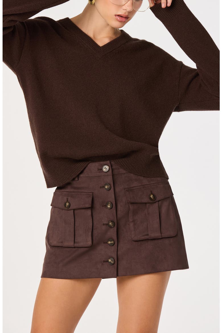 Becky Faux Suede Miniskirt, Alternate, color, TRUFFLE