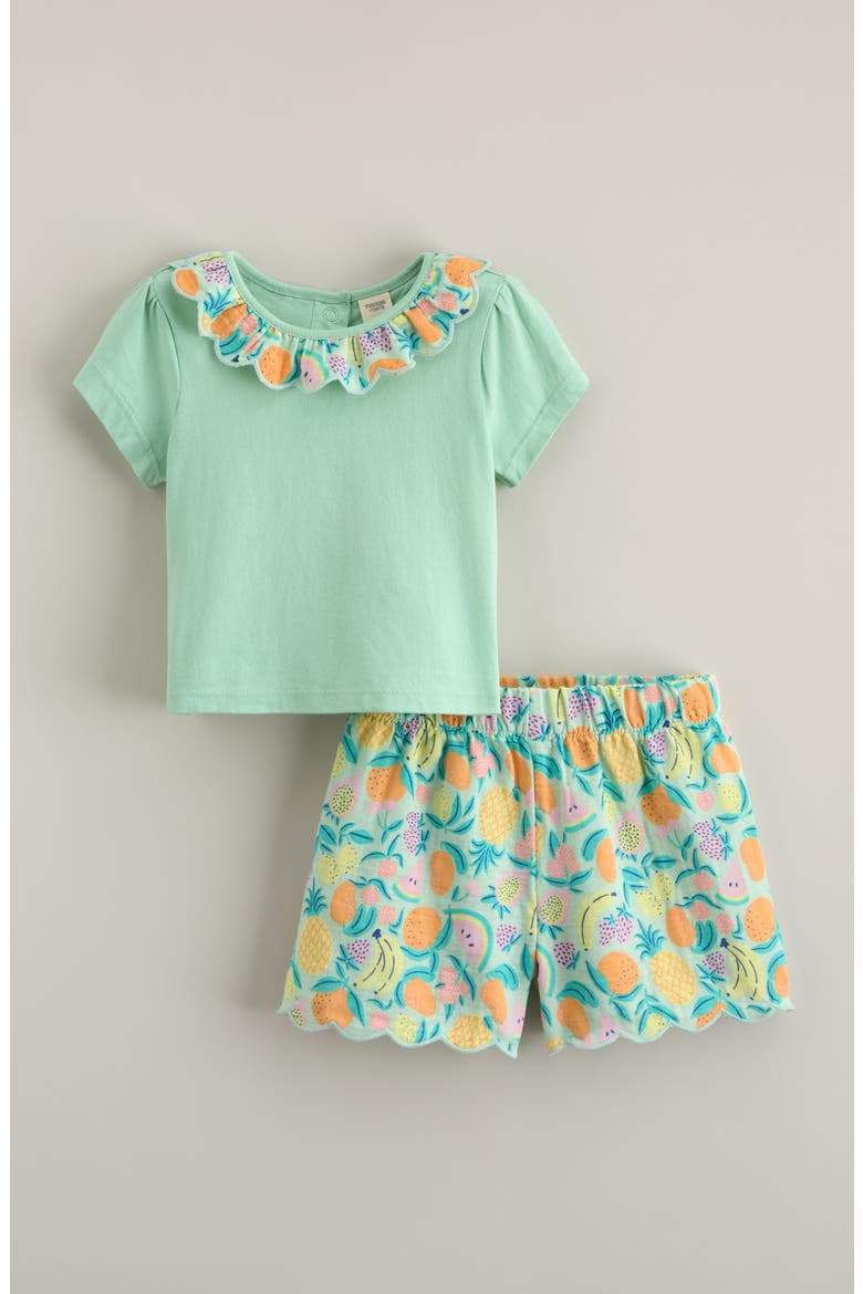 Scallop Collar Tee & Shorts Set, Main, color, GREEN- GREEN FRUIT PUNCH