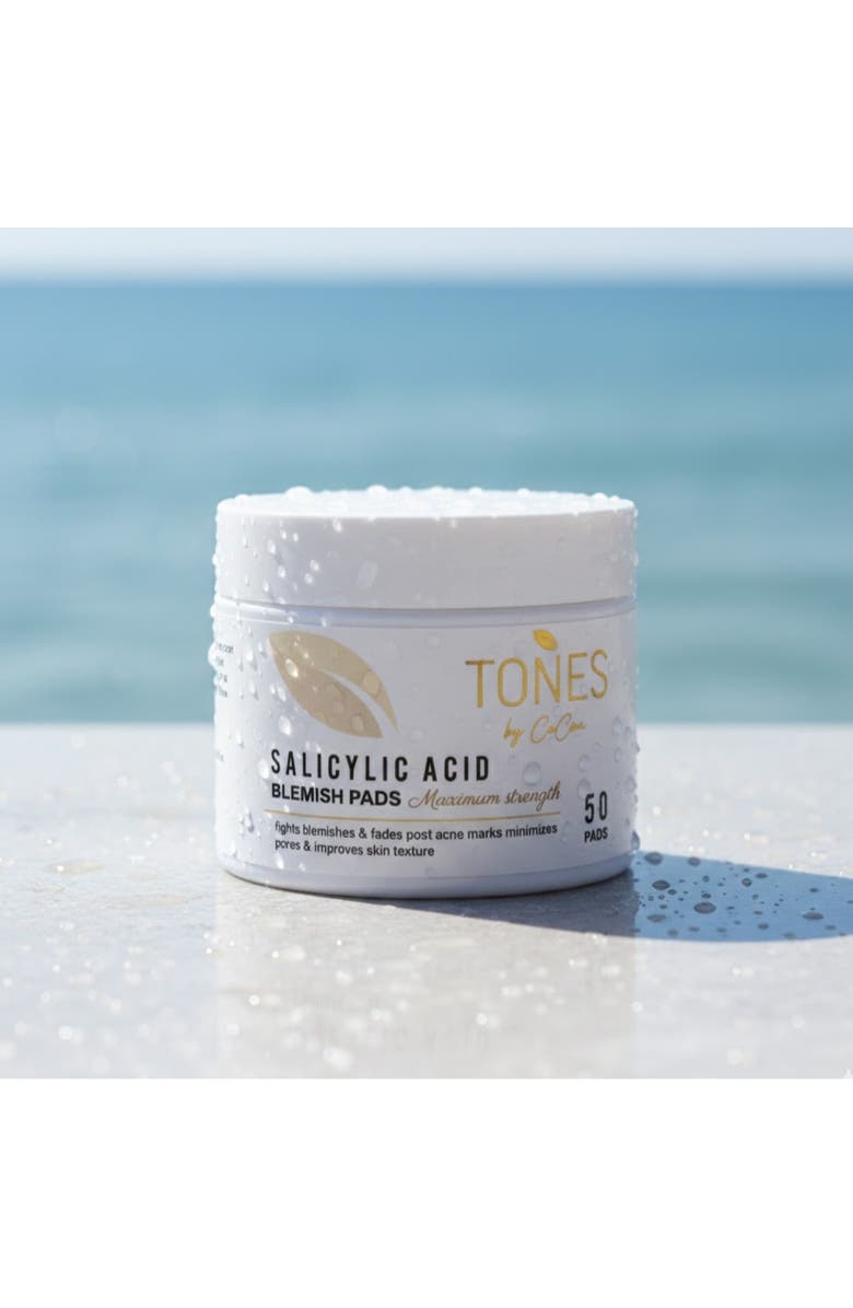 TONES by Cocoa Maximum Strength Acne Blemish Pads - 50 Pads with Salicylic Acid & Probiotics, Alternate, color, With Golden And Black Words