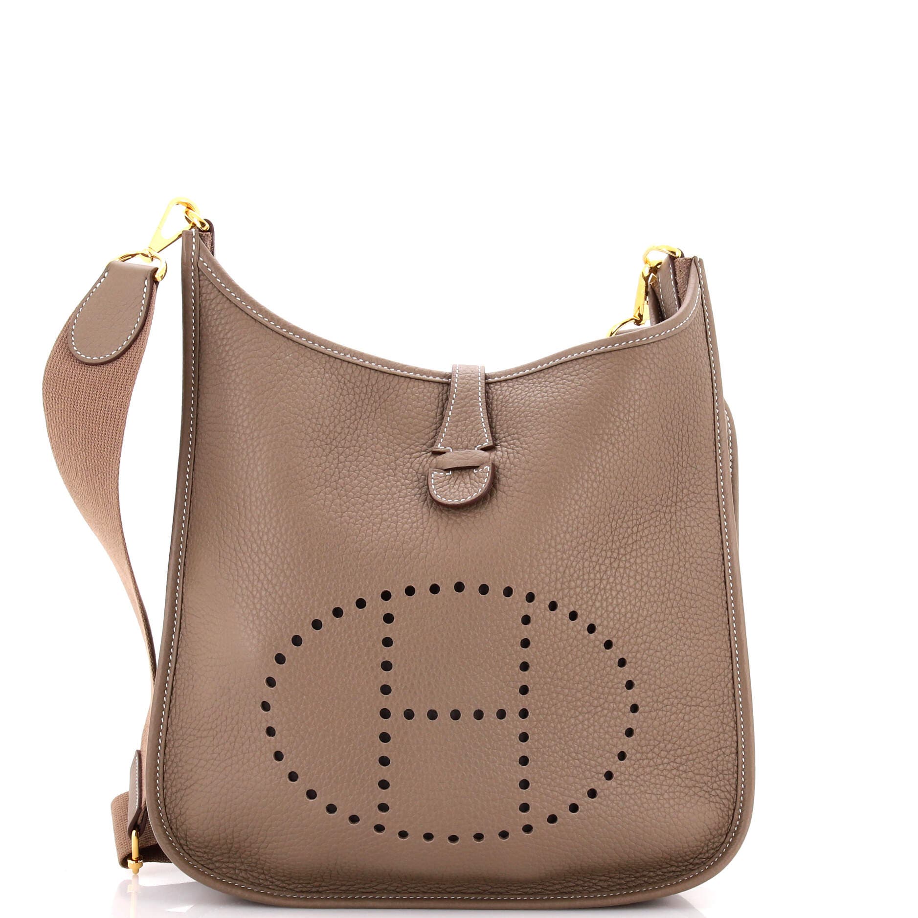 Pre-Owned Hermes Evelyne Bag Gen III Clemence PM, Main, color, Etoupe