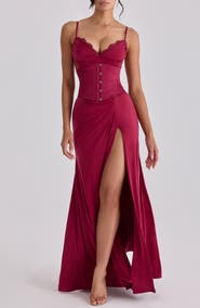 HOUSE OF CB Sabrine Lace Trim Corset Gown