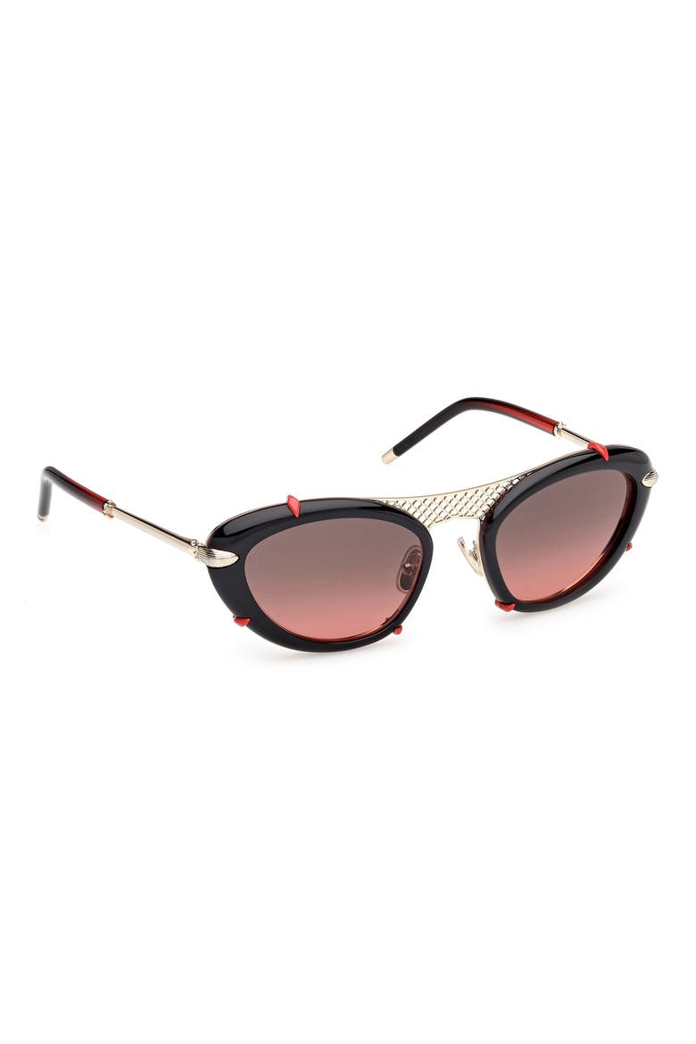 Dolly 54mm Gradient Oval Sunglasses, Alternate, color, BLACK / GOLD / ZEISS RED
