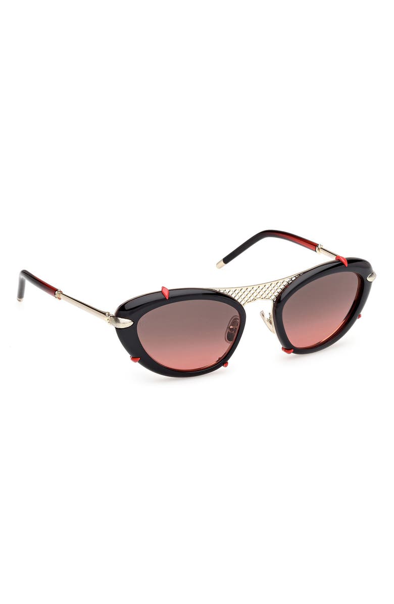Christian Louboutin Dolly 54mm Gradient Oval Sunglasses, Alternate, color, Black / Gold / Zeiss Red