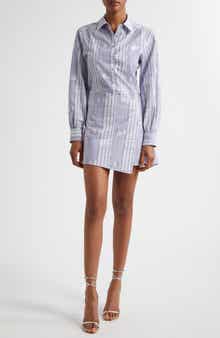 Ramy Brook Sariah Metallic Plaid Long Sleeve Cotton Blend Mini Shirtdress