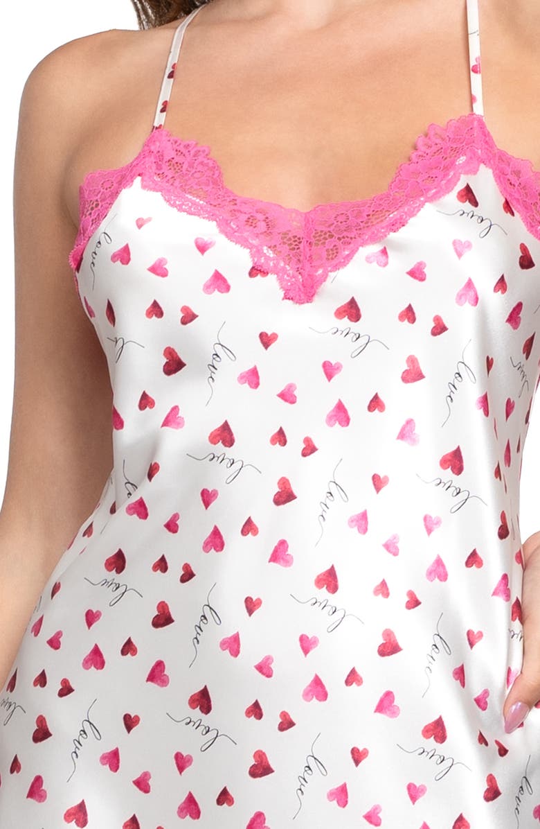 In Bloom by Jonquil Alyssa Lace Trim Satin Chemise, Alternate, color, Ivory