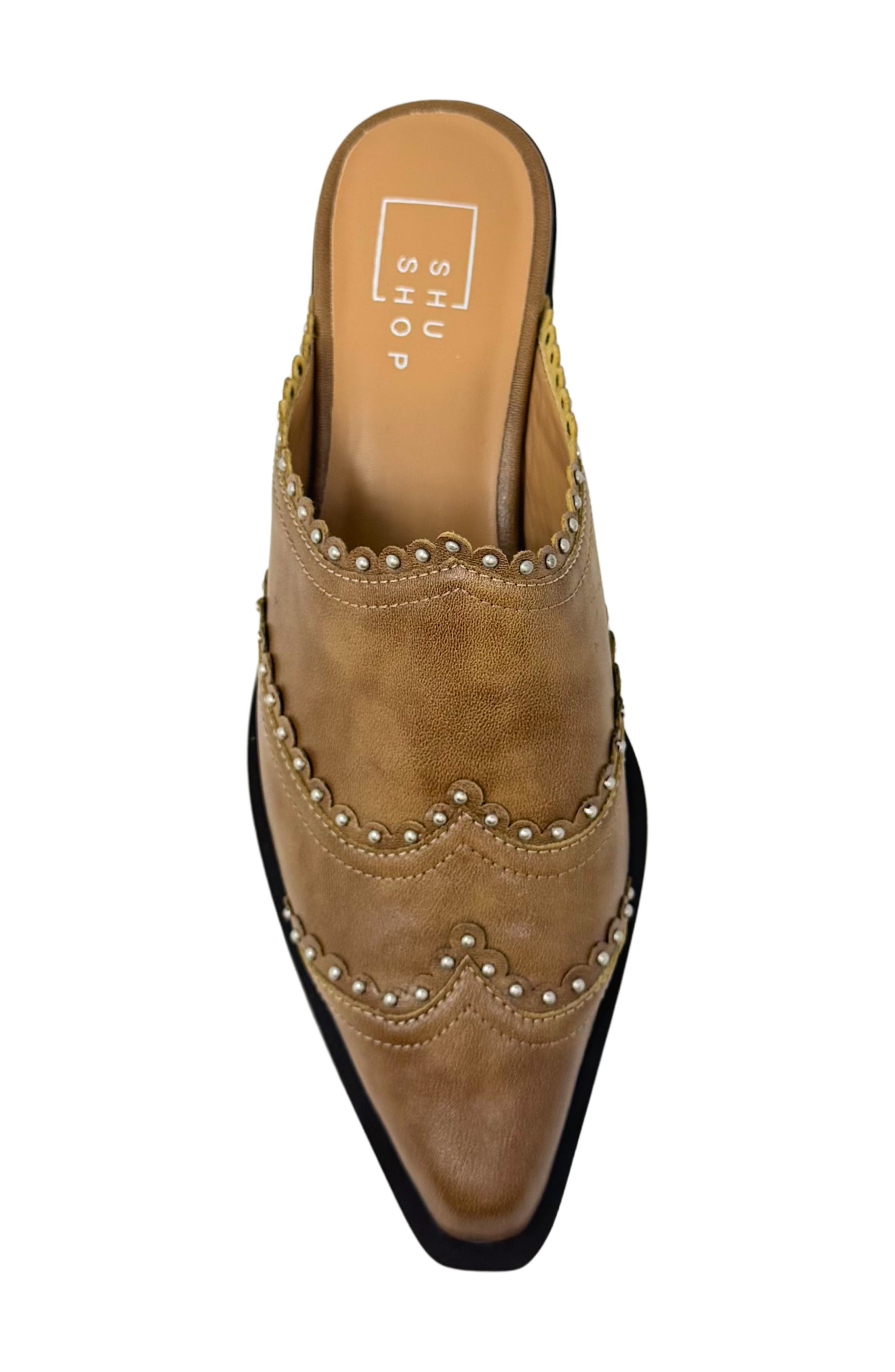 Tucson Faux Leather Wingtip Mule, Alternate, color, CAMEL