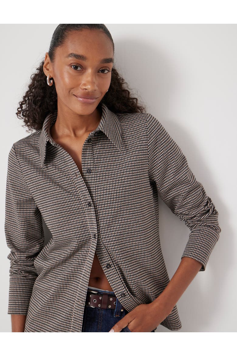 Fitted Check Jersey Shirt, Alternate, color, Brown Check