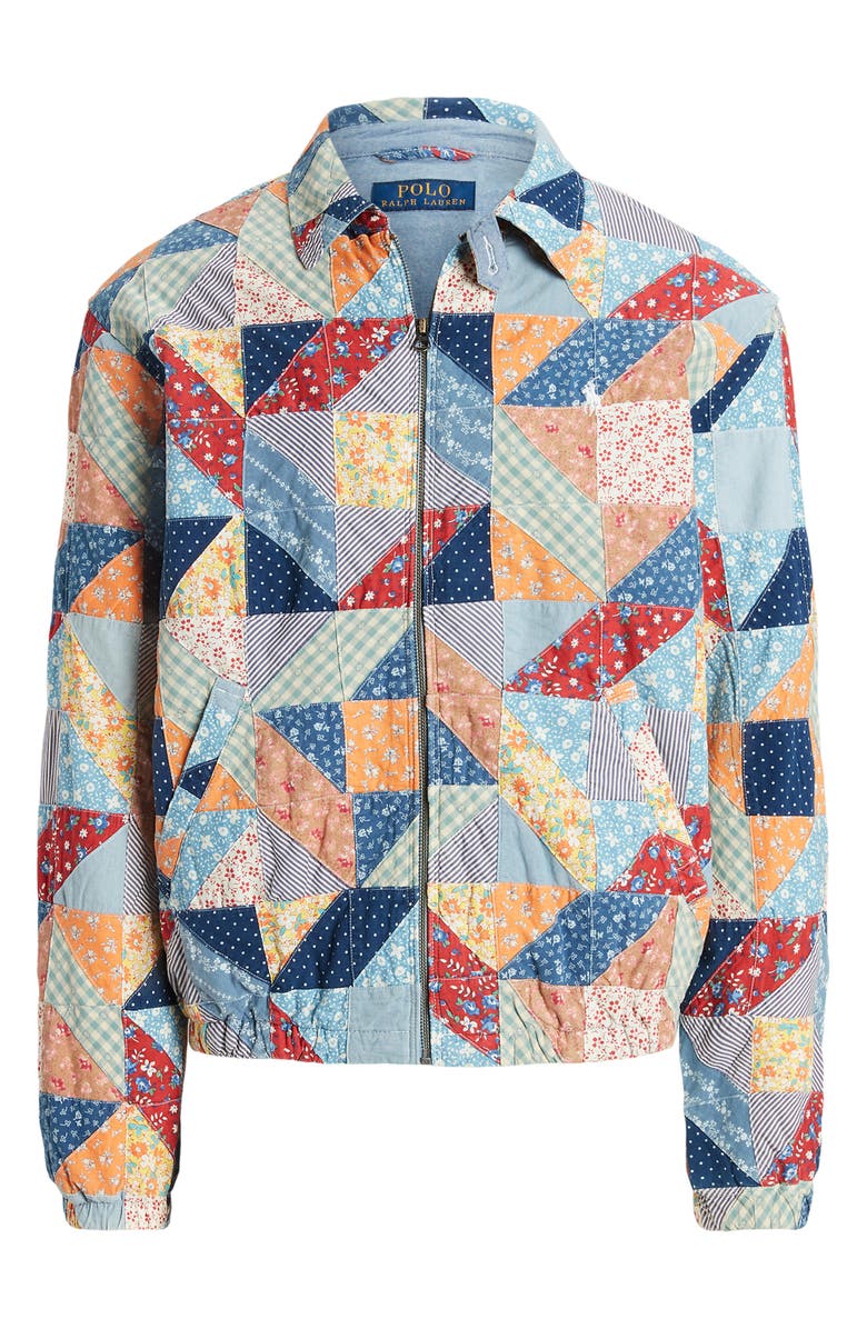 Polo Ralph Lauren Patchwork Cotton Poplin Zip Jacket, Alternate, color,