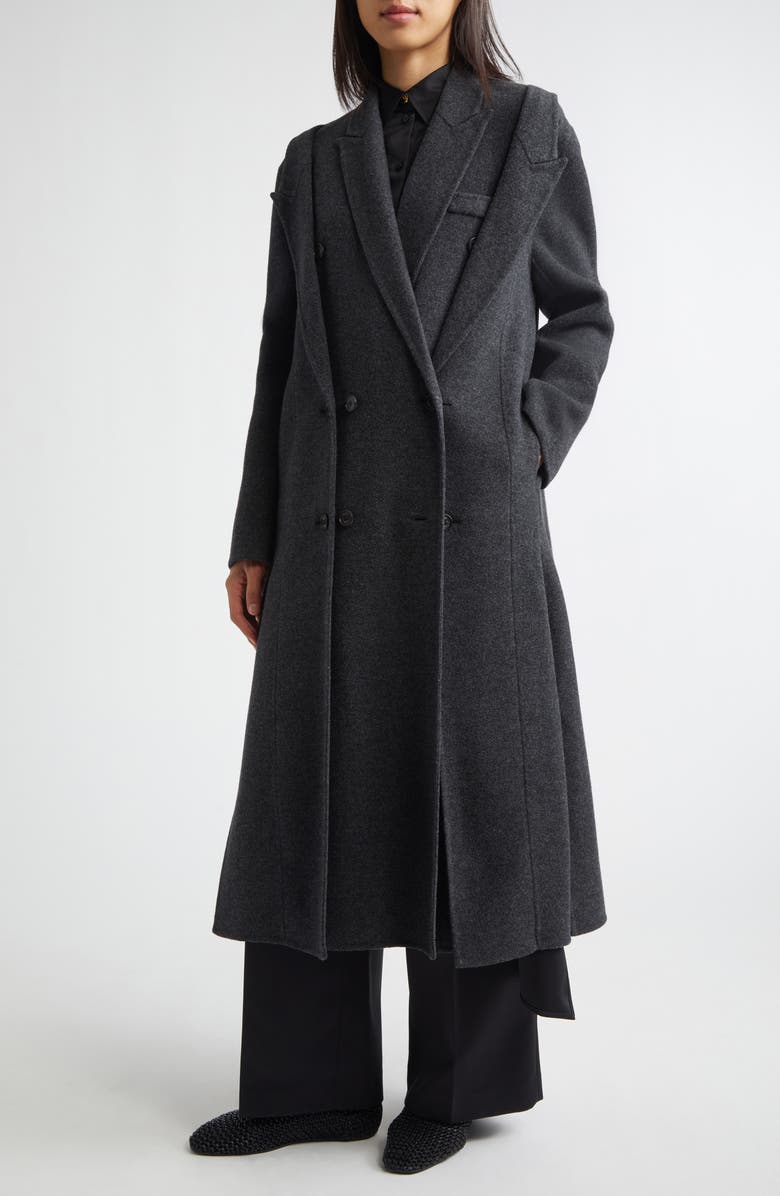 EENK Layered Effect Wool & Cashmere Longline Coat, Alternate, color, Charcoal Wool