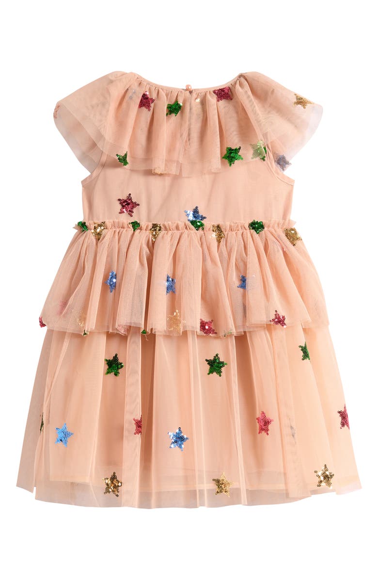 Ava & Yelly Kids' Sequin Star Tulle Tutu Dress, Alternate, color, Tan