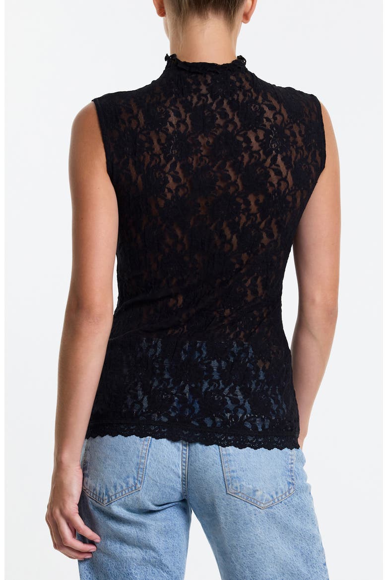Sig Mock Neck Sheer Lace Top, Alternate, color, BLACK