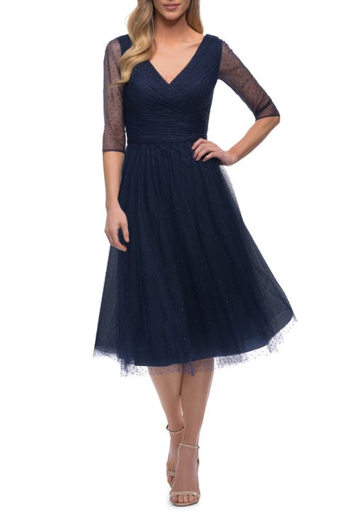 Beaded Tulle Cocktail Dress