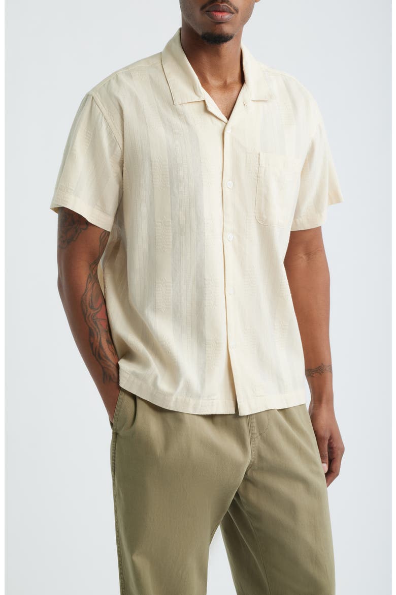 Samuel Texture Stripe Camp Shirt, Main, color, UNBLEACHED MULTI